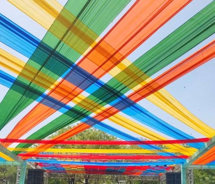 Colourful canopy prepared for a college cultural fest